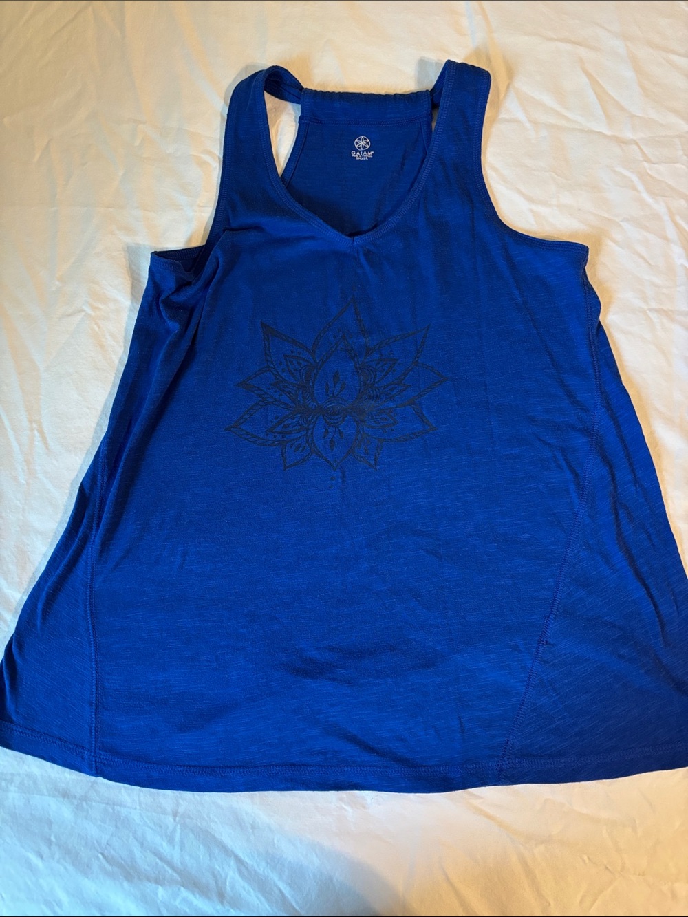 Gaiam Royal Blue Lotus V-Neck Tank - Women's Racerback